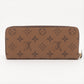 Louis Vuitton monogram reverse Portofeuille Clemence Brown Zip Round Wallet