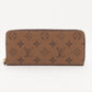 Louis Vuitton monogram reverse Portofeuille Clemence Brown Zip Round Wallet