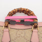 Gucci Bamboo Diana Raffia x leather 2 Way Handbag Beige×Pink