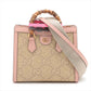 Gucci Bamboo Diana Raffia x leather 2 Way Handbag Beige×Pink