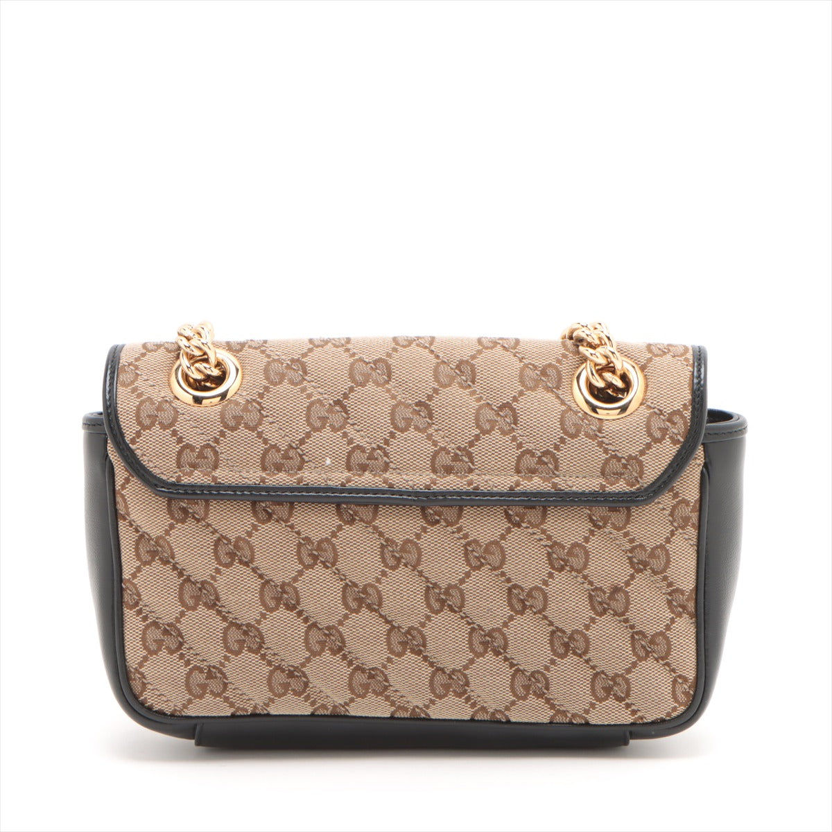 Gucci GG Canvas Chain Shoulder Bag Black x Beige 446744