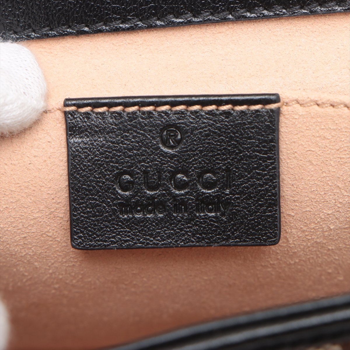 Gucci GG Canvas Chain Shoulder Bag Black x Beige 446744