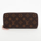 Louis Vuitton Monogram Portofeuille Clemence M60742 Fuschia Zip Round Wallet