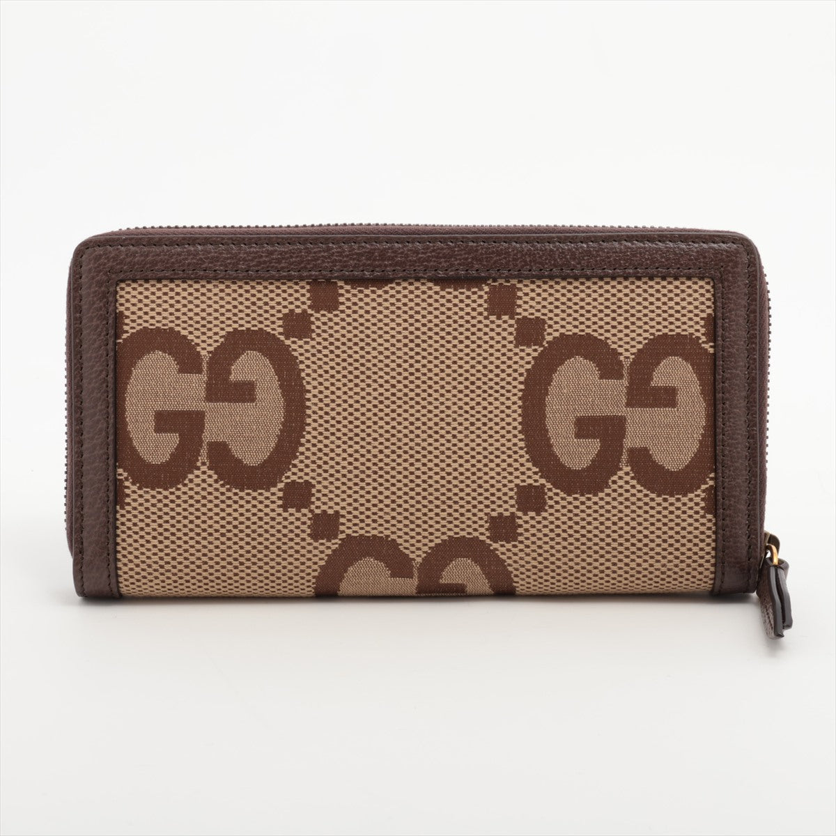 Gucci jumbo GG canvas 658634 Canvas & Leather Zip Round Wallet Brown