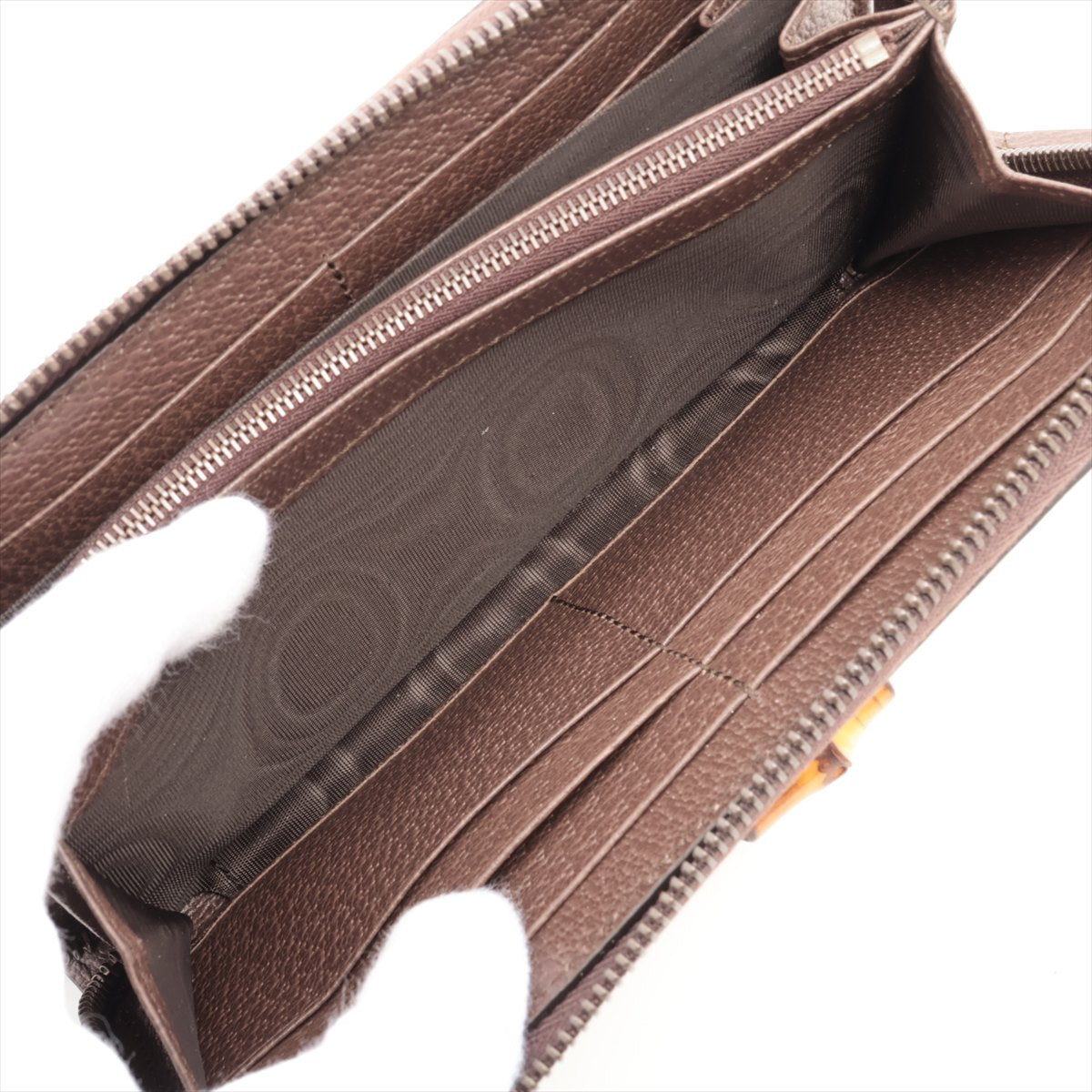 Gucci jumbo GG canvas 658634 Canvas & Leather Zip Round Wallet Brown