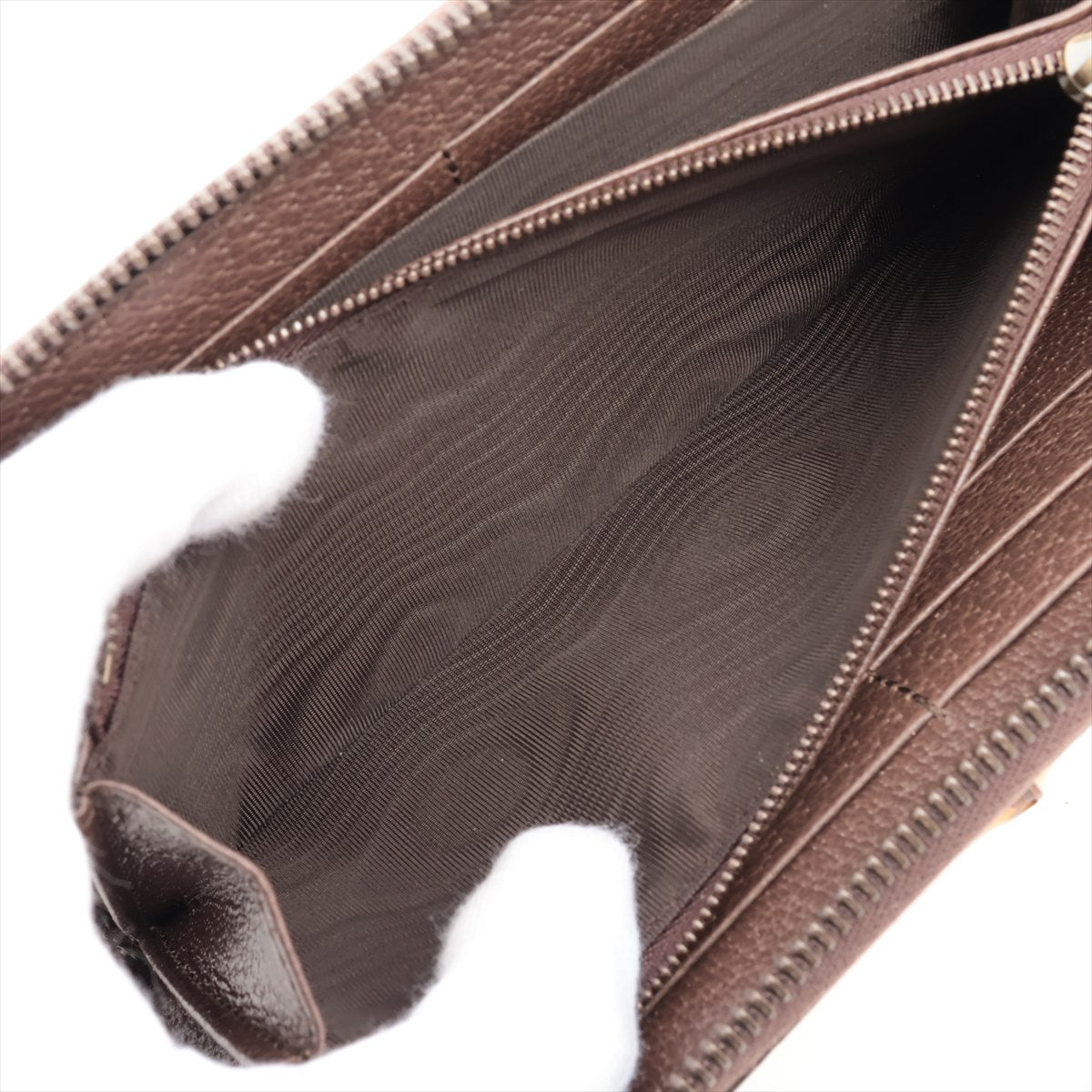 Gucci jumbo GG canvas 658634 Canvas & Leather Zip Round Wallet Brown