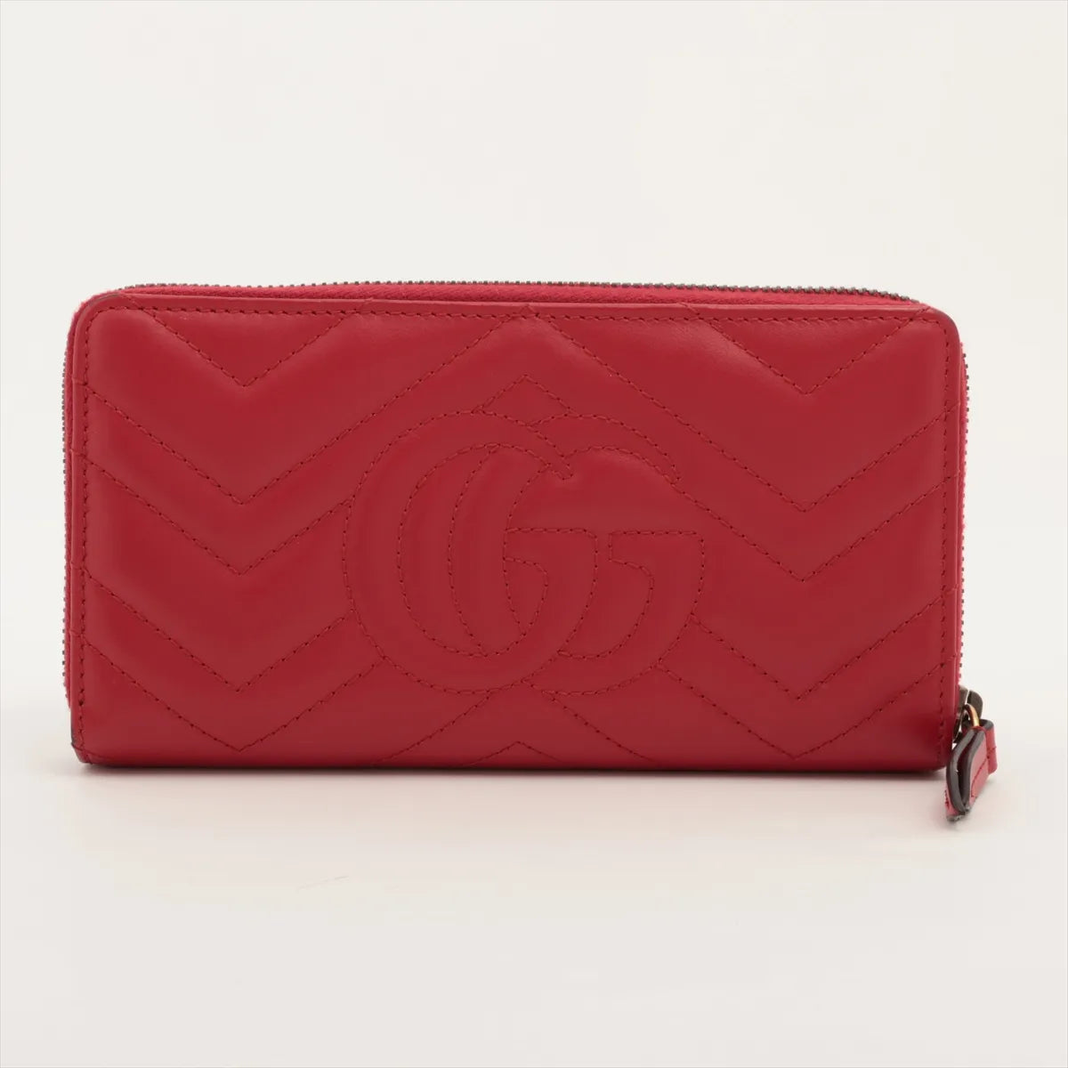 Gucci GG Marmont 443123 Leather Zip Round Wallet Red
