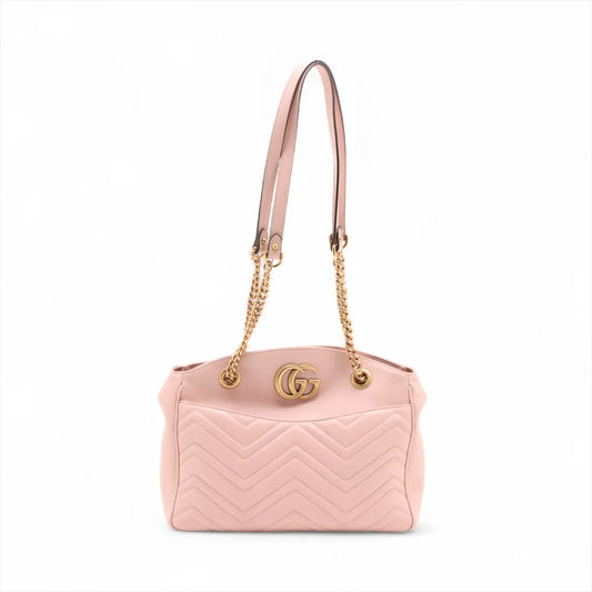 Gucci GG Marmont Leather Chain Tote Bag Pink 443501
