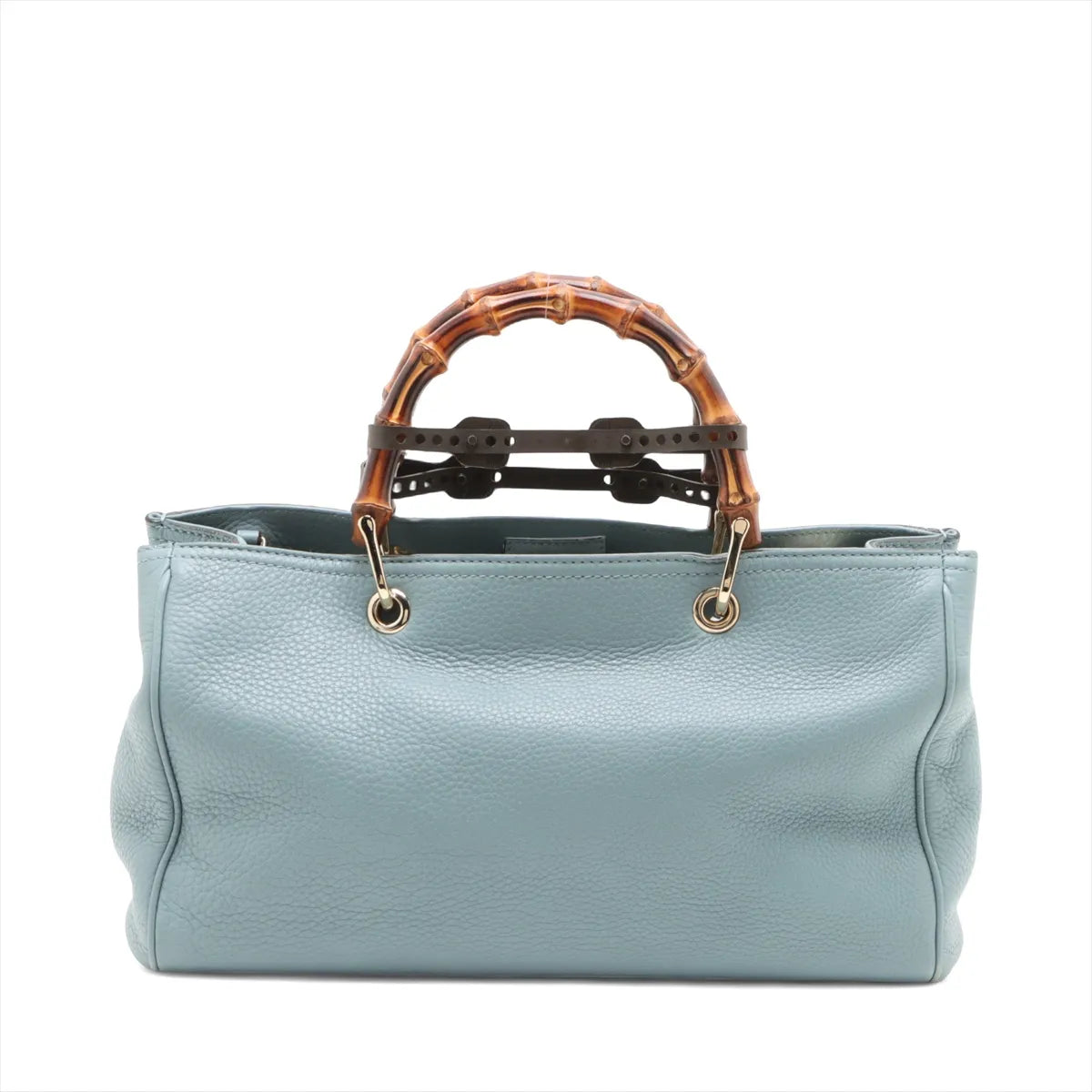 Gucci Bamboo Leather 2 Way Handbag Blue 323660