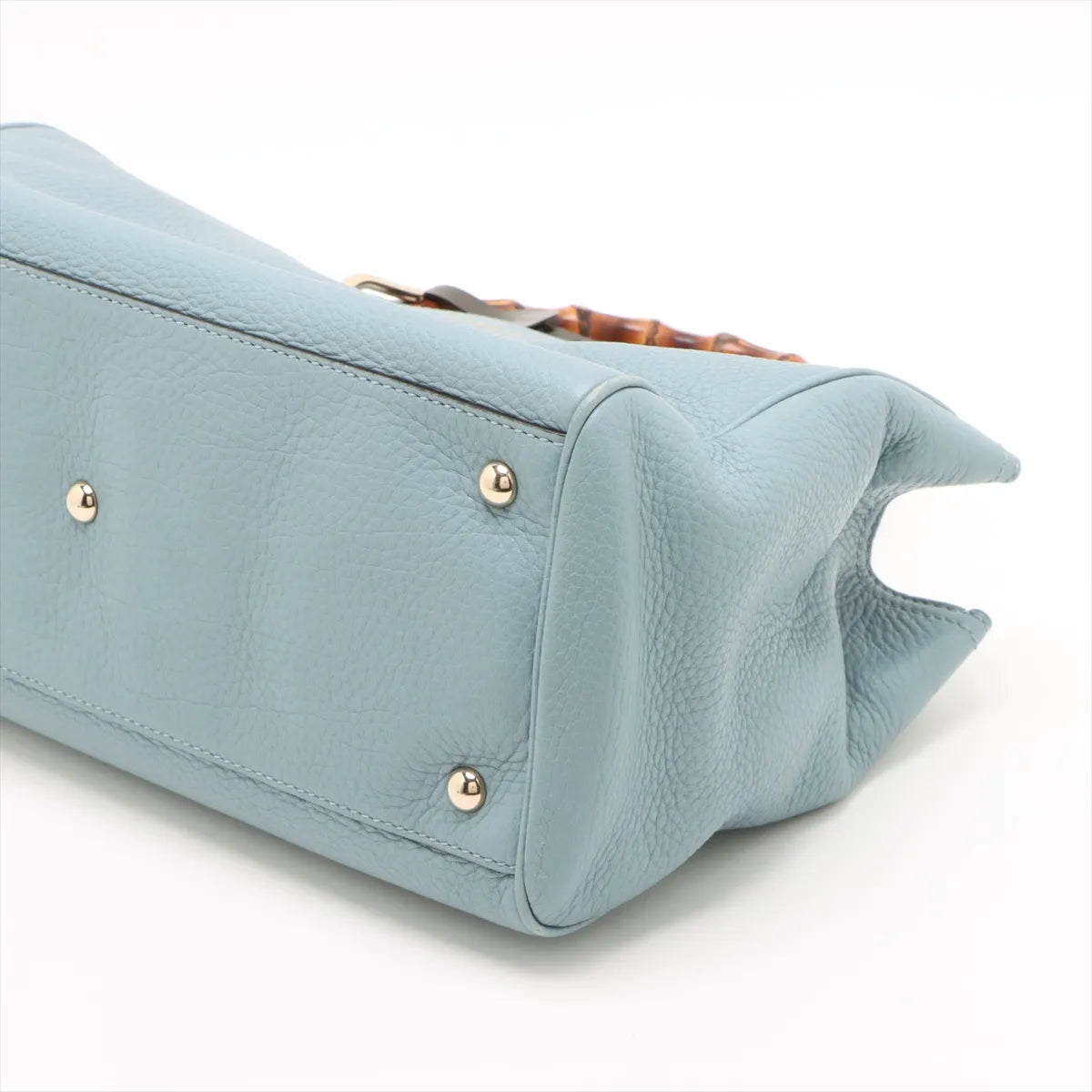 Gucci Bamboo Leather 2 Way Handbag Blue 323660