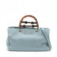 Gucci Bamboo Leather 2 Way Handbag Blue 323660