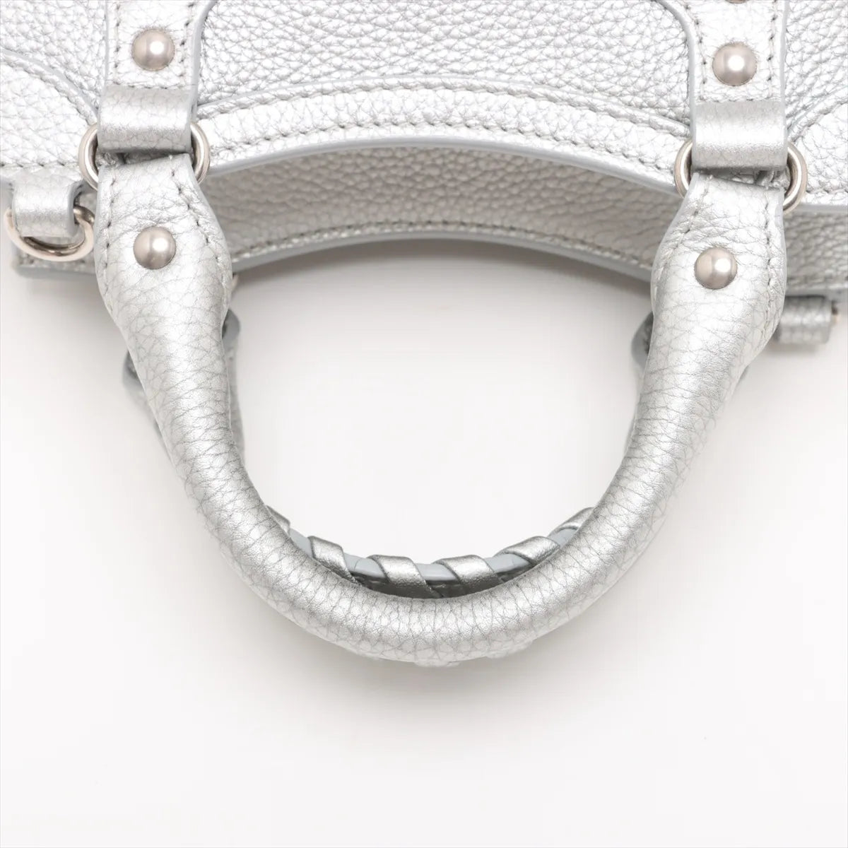 Balenciaga Mini Neo Classic City Leather 2 Way Handbag Silver 638524