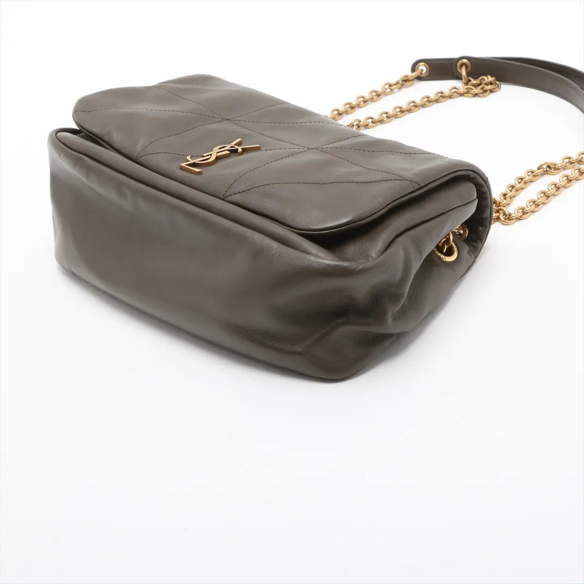 Saint Laurent Paris Jamie Leather Chain Shoulder Bag Khaki 763475