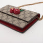 Gucci GG Supreme PVCx leather Chain Shoulder Bag Beige x red 481291