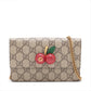 Gucci GG Supreme PVCx leather Chain Shoulder Bag Beige x red 481291