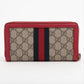 Gucci Queen margaret 476069 PVC & leather Zip Round Wallet Red x navy