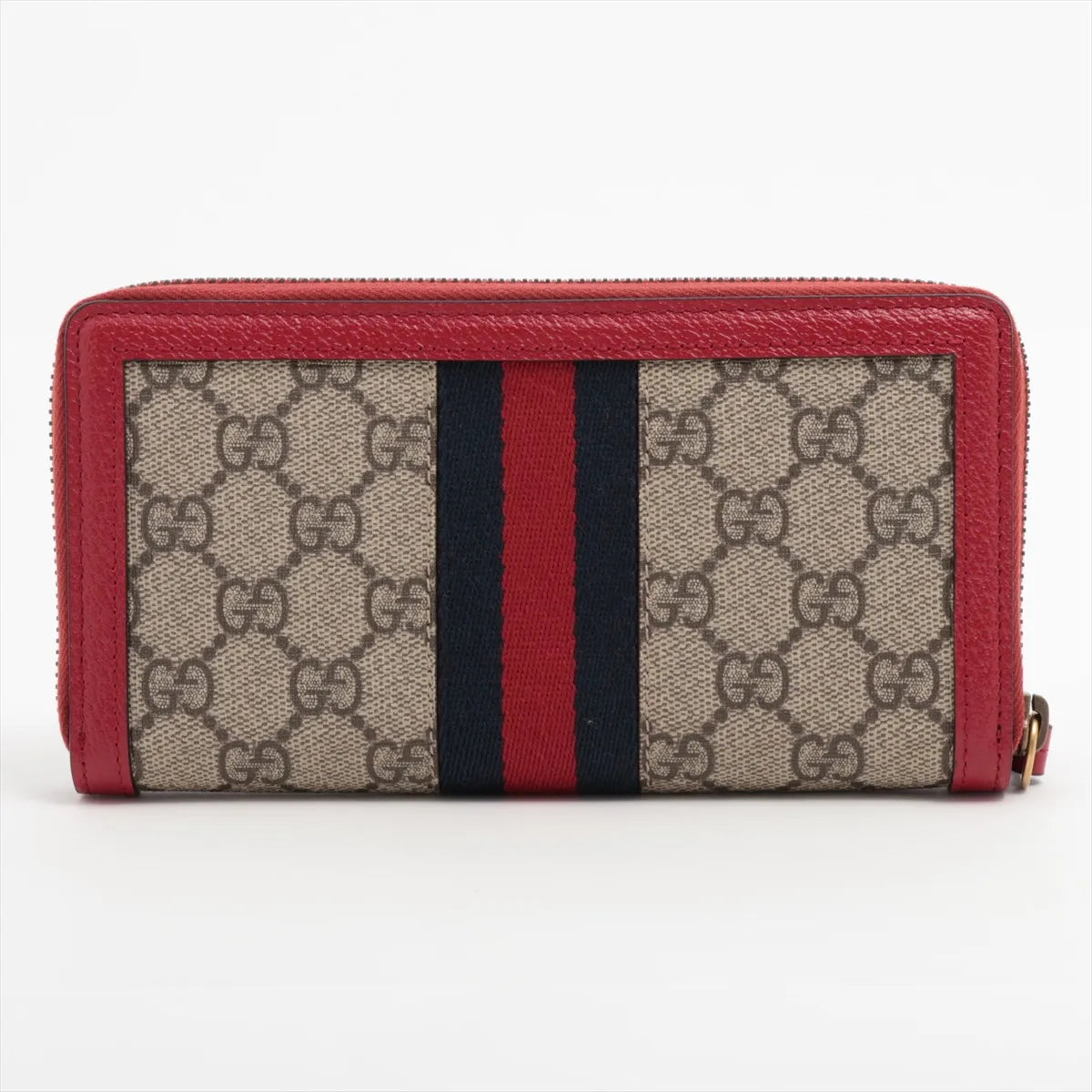 Gucci Queen margaret 476069 PVC & leather Zip Round Wallet Red x navy