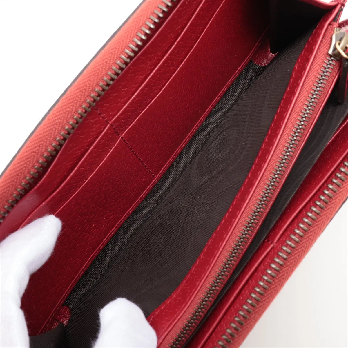 Gucci Queen margaret 476069 PVC & leather Zip Round Wallet Red x navy