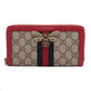 Gucci Queen margaret 476069 PVC & leather Zip Round Wallet Red x navy