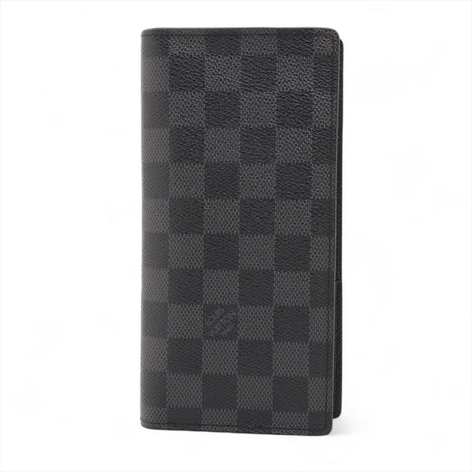 Louis Vuitton Damier Graphite Portefeuille Brazza N62665 TH4122 Black Long Wallet