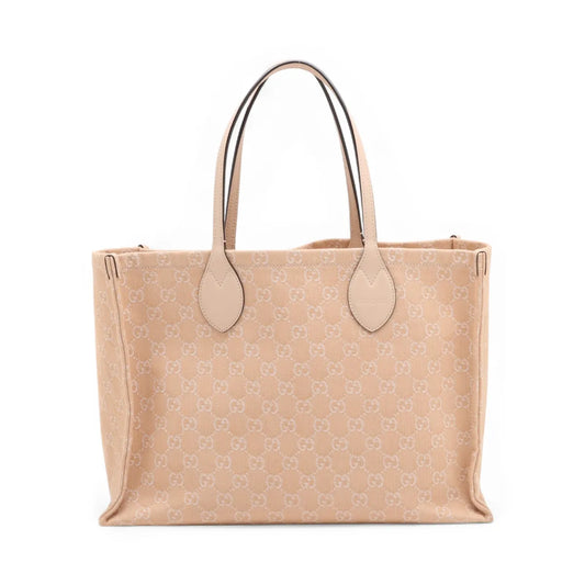 Gucci GG Denim Denim & leather Tote bag Beige 772184