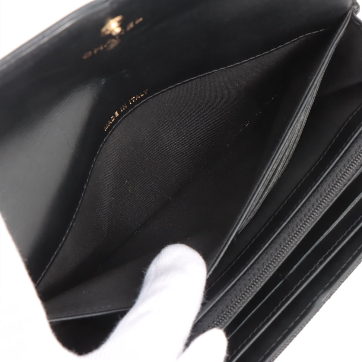 Chanel CC Filigree Caviar Skin Wallet Black Gold Metal Fittings
