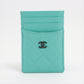 Chanel Matelasse Lambskin Card Case Blue Black Metal Fittings