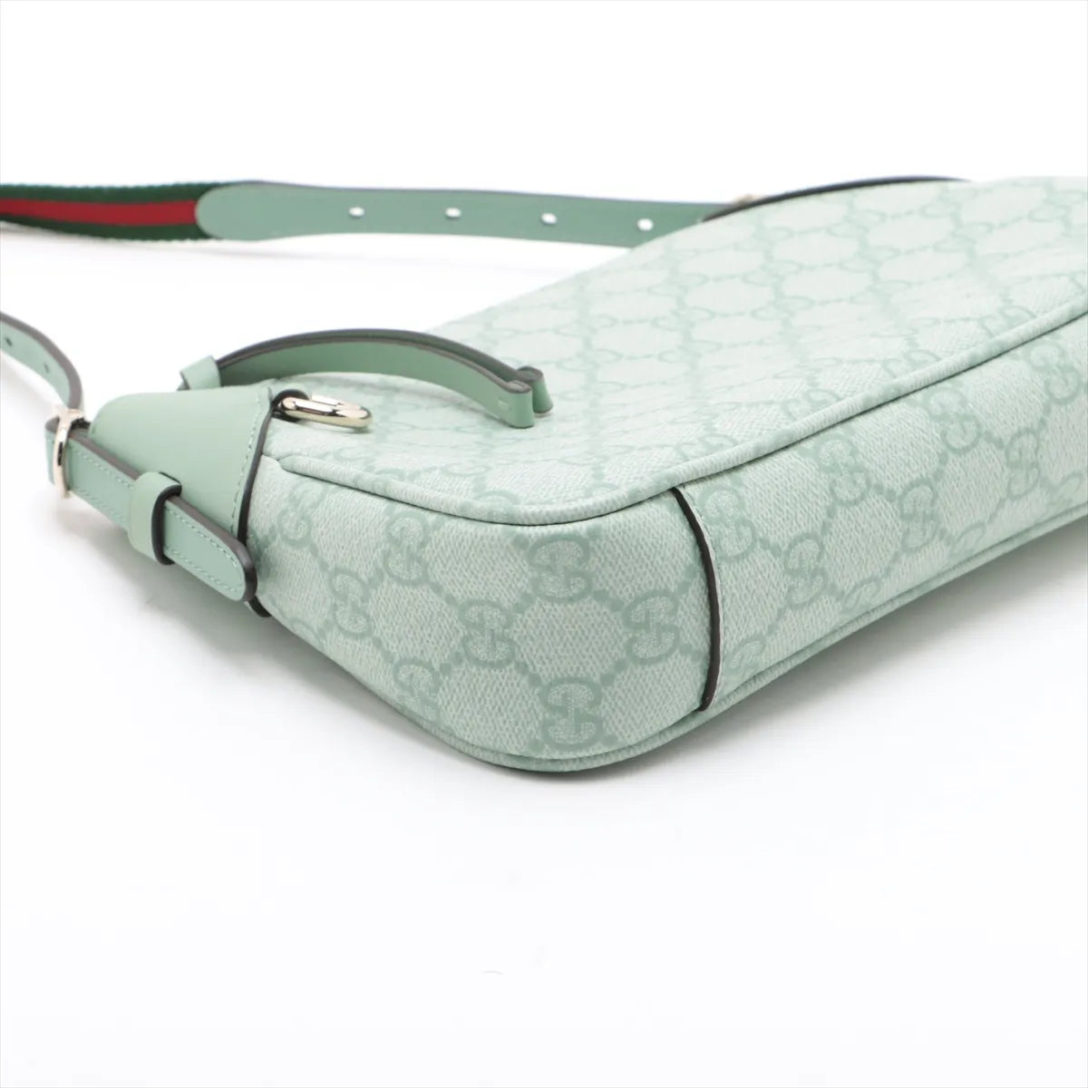 Gucci GG emblem PVCx leather Shoulder bag Green 815218
