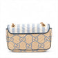 Gucci GG Marmont raffia x leather Chain Shoulder Bag Beige x blue 443497