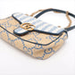 Gucci GG Marmont raffia x leather Chain Shoulder Bag Beige x blue 443497