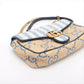Gucci GG Marmont raffia x leather Chain Shoulder Bag Beige x blue 443497