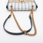 Gucci GG Marmont raffia x leather Chain Shoulder Bag Beige x blue 443497