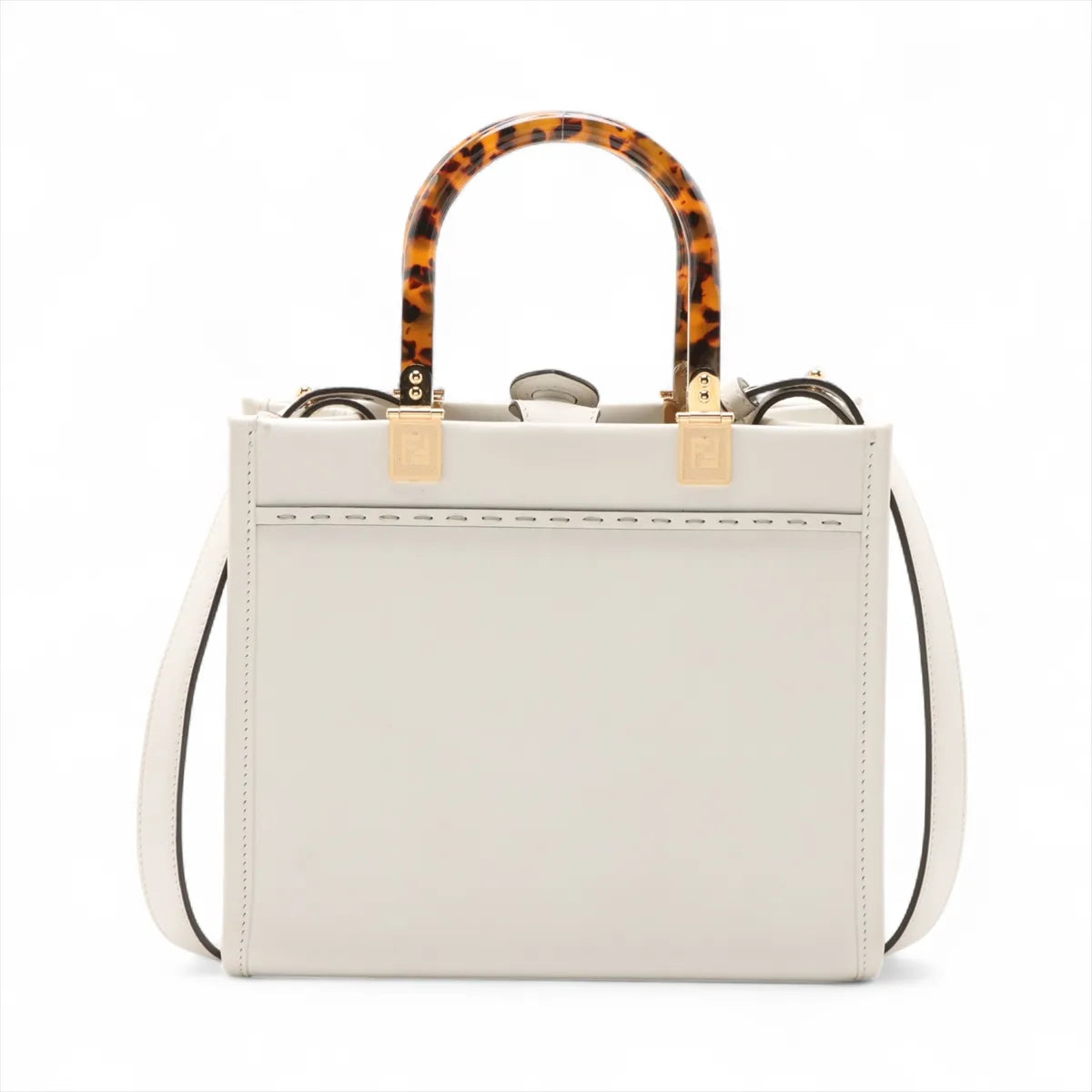 Fendi Sunshine Small Leather 2 Way Handbag White 8BH394