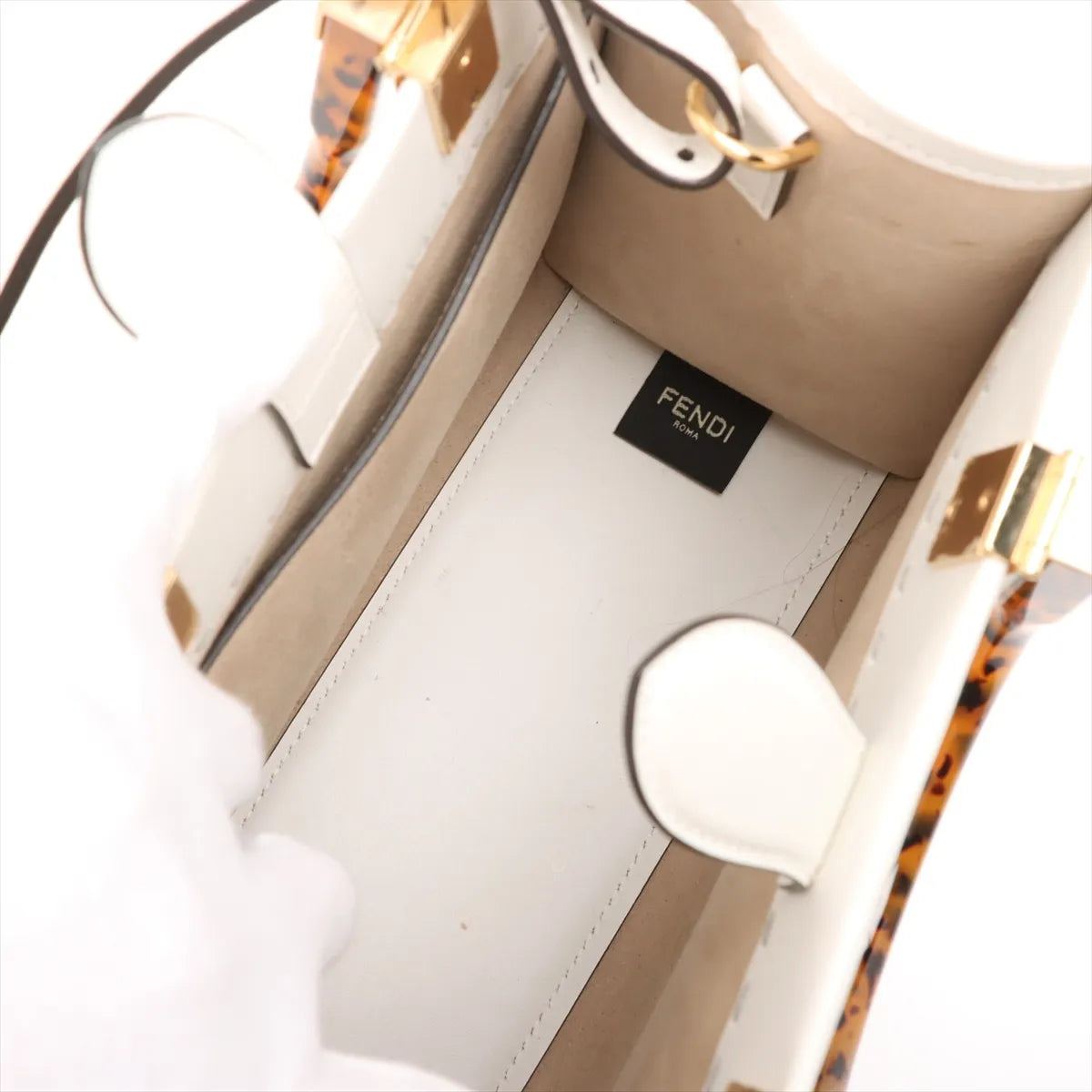Fendi Sunshine Small Leather 2 Way Handbag White 8BH394