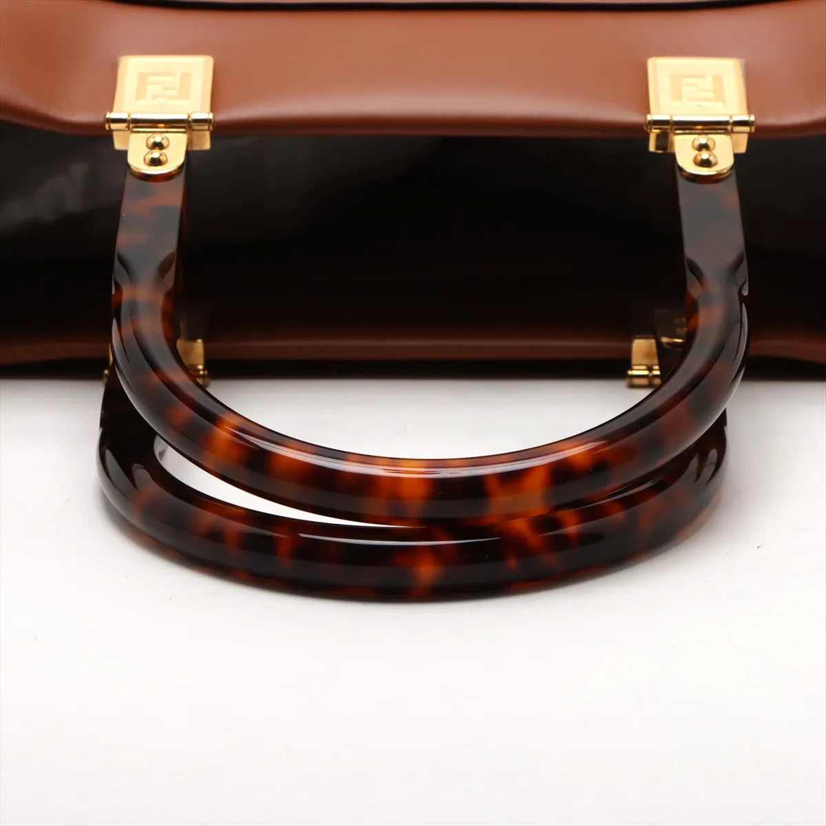 Fendi Sunshine Medium Leather 2 Way Tote Bag Brown 8BH386