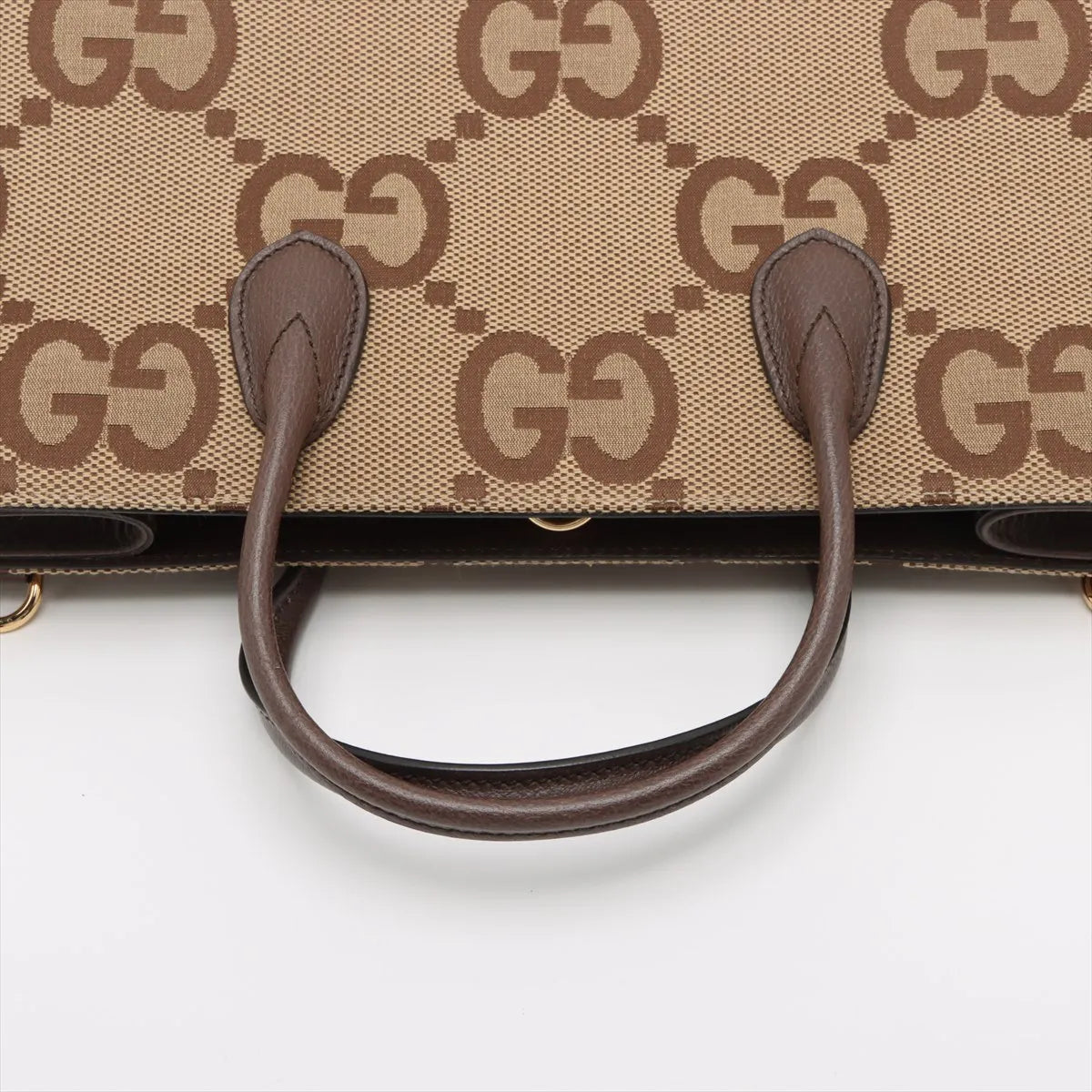 Gucci Jumbo GG Canvas & Leather 2 Way Handbag Brown 678839