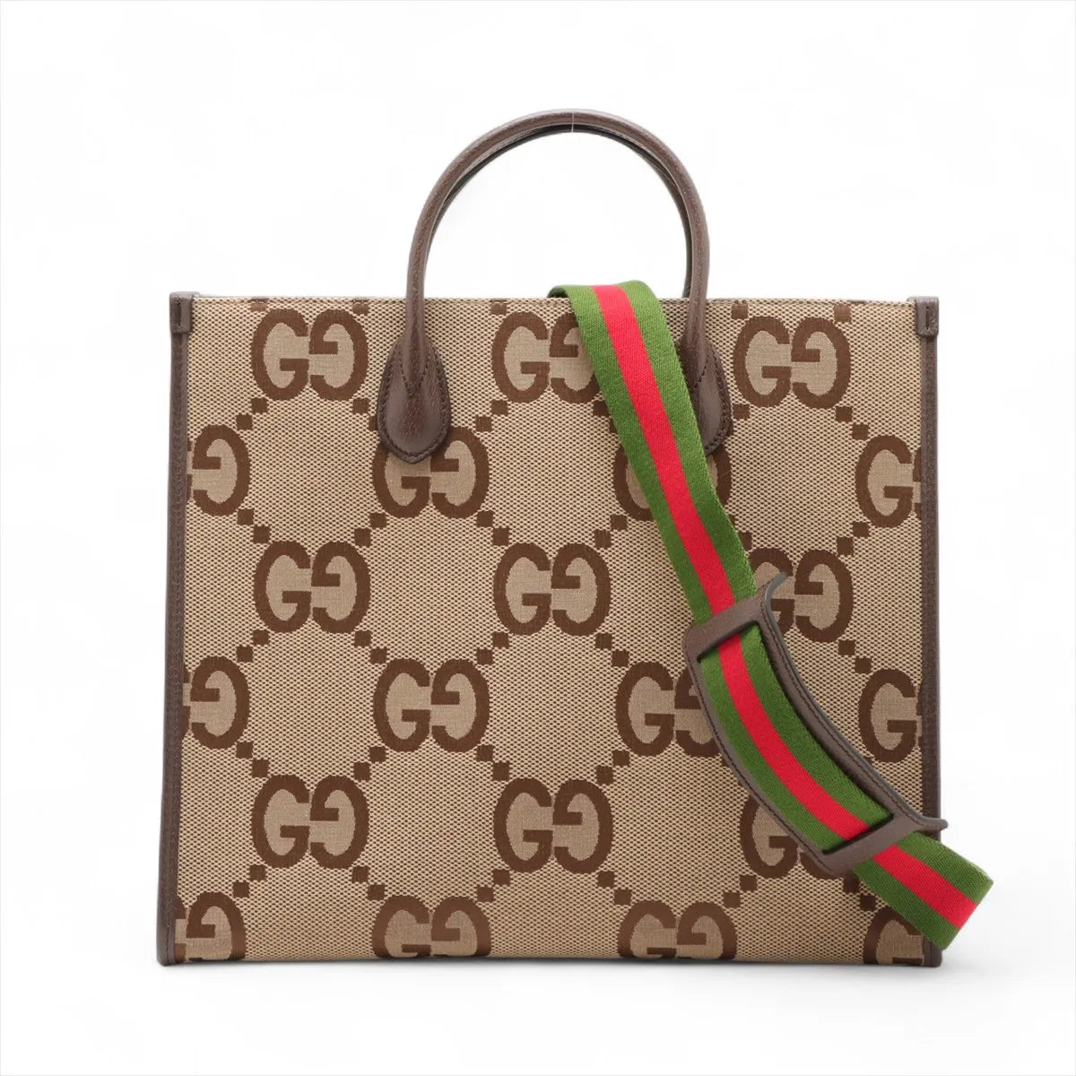 Gucci Jumbo GG Canvas & Leather 2 Way Handbag Brown 678839