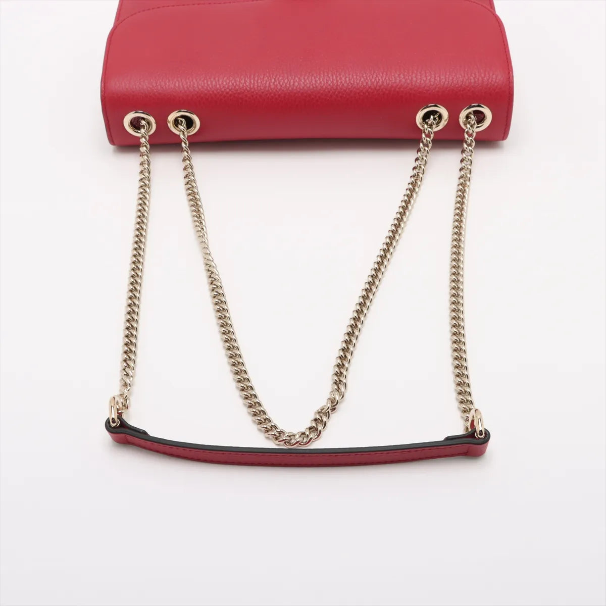 Gucci Interlocking G Leather Chain Shoulder Bag Red 510303