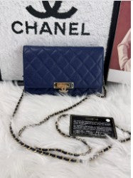 CHANEL navy caviar wallet on chain gold hardware with card series 24