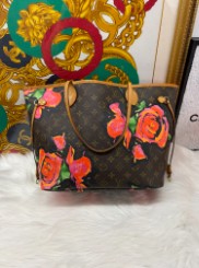 LOUIS VUITTON MM size neverfull roses monogram stephen sprouse