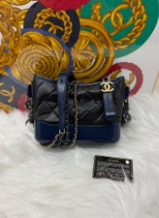 CHANEL navy black small size gabrielle crossbdooy silver/gold hardware with seal and card
