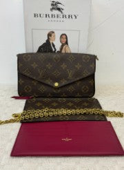 LOUIS VUITTON monogram felicie pochette gold hardware with chain strap and inserts