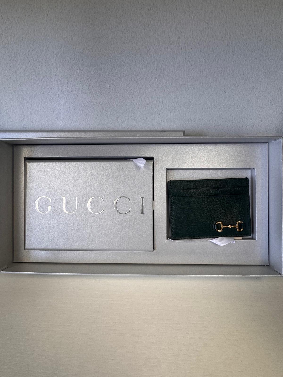 GUCCI Holiday Set - Playing Cards + Green Leather Cardholder