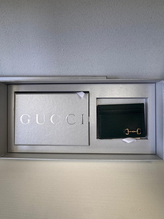 GUCCI Holiday Set - Playing Cards + Green Leather Cardholder