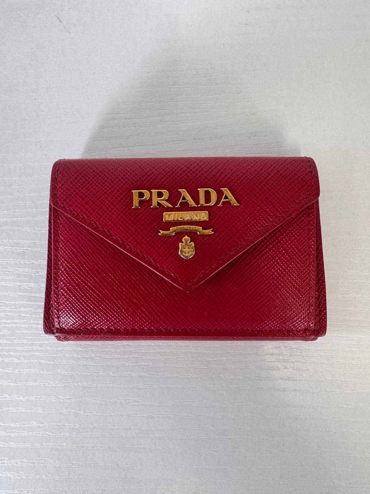 Prada Red Compact Fold Wallet