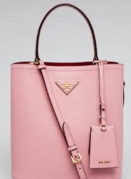 Prada Pink Saffiano Leather Panier Medium Bucket Bag