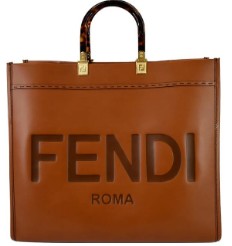 Fendi Brown Sunshint Leather Tote MM