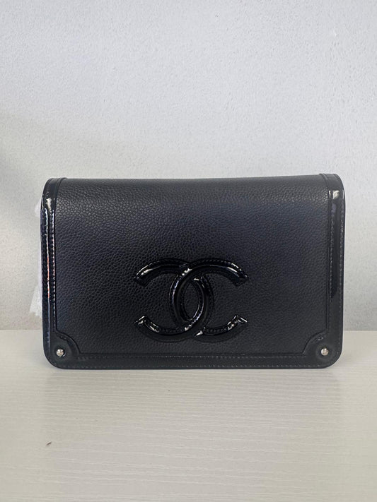 Chanel Black Calf Leather Wallet On Chain