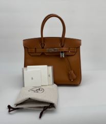 Hermès Gold Birkin 30 Epsom Leather Palladium Hardware Stamp Z Year 2021 Full Set