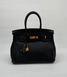 Hermès Black Clemence Birkin 30 Gold Hardware Stamp T Year 2015